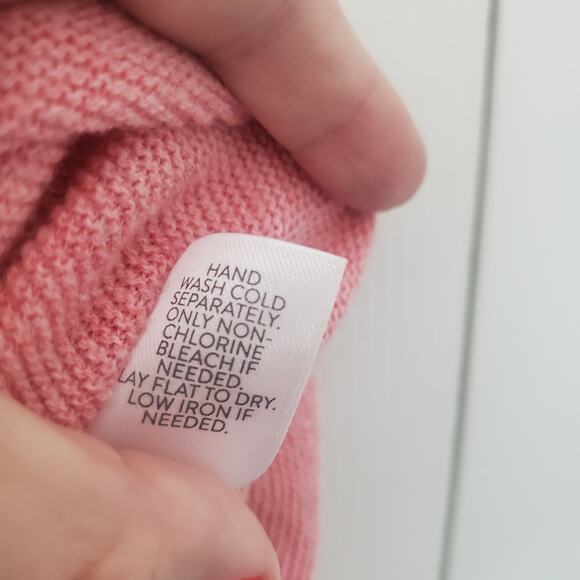 Pure Jill Powder Pink Cotton Wool Blend Ribbed Knit Boxy Casual Long Line Top - Picture 9 of 11